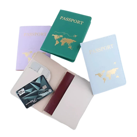 Fashionable World Map Passport Holder: Couple Design with Hot Stamping, Ideal for Traveling and Organizing Bank Cards