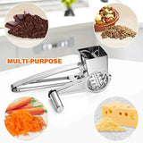 Handheld Stainless Steel Rotary Cheese Grater – Manual Shredder and Slicer with Drum Blades for Cheese and Chocolate