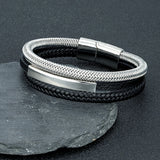 Men's Waterproof Steel Wire Bracelet – Fashion Braided Leather with Non-Fading Stainless Steel | Creative Jewelry Gift