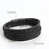 Men's Classic Hand-Woven Leather Bracelet – Multilayer Punk Bangle in 19/21/23cm | Friendship Charm Jewelry Gift