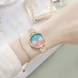 Women's Gradient Color Quartz Watch with Rose Gold Dial, Simple Bracelet - Elegant Luxury Wristwatch