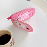 Adorable 3D Pink Love Heart Retro Flip Mirror Silicone Case for iPhone 11, 12, 13, 14, 15 Pro Max