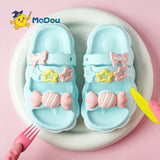 Girls' Cute Candy Bow Slippers – Lightweight Open-Toe Sandals with Anti-Slip Design for Indoor and Outdoor Summer Wear