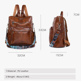 Vintage-style PU Leather Backpack for Women: Anti-Theft Shoulder Bag, Perfect for Leisure Travel with Large Capacity for Laptops