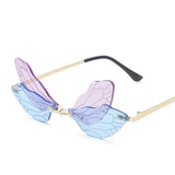 Wave-Inspired Rimless Dragonfly Sunglasses for Women - Luxury Trending Narrow Sun Shades