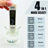 White Digital Water Quality Tester: 1PC TDS EC Meter with a Range of 0 to 9990, Multifunctional for Testing Water Purity, Temperature, and PPM.