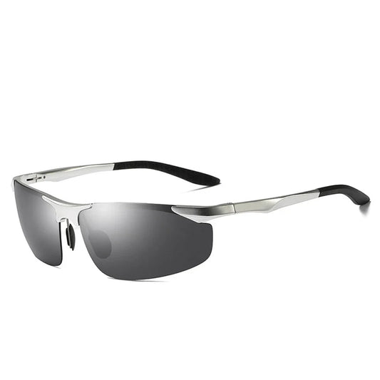 Rectangular Polarized Sunglasses for Men - Alloy Frame, Anti-UV400 Protection, Mirrored Lenses, Complete with Glasses Case