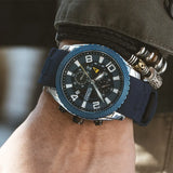 RUIMAS Luxury Men's Watch: Sporty Quartz Chronograph with Large Dial, Luminous Date, and Casual Elegance