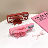 Lovely Pink Bow and Heart Bracelet Stand Case for iPhone Series, from 7/8 Plus to 15 Pro Max