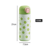 500ml Double-Walled Stainless Steel Vacuum Flask with Straw – Cute Fruit Pattern Portable Thermos Mug for Girls and Students | Travel Thermal Bottle