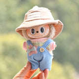 Labubu V1 Doll Clothing Replacement Set – 17cm Vinyl Pendant Outfit with Hat & Overalls for DIY Styling and Fashion Doll Accessories