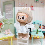 Hooded Jumpsuit Poncho Outfit for 17cm Labubu – Cute Mini Plush Doll Clothes & Accessories for Fans and Dress-Up Gifts
