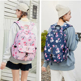 Girls' Flower Backpack and Thermal Lunch Bag: Pink and Grey Floral School Backpack for Girls