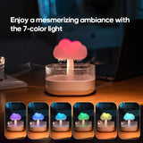 Cloud-Shaped Air Humidifier: Electric Essential Oil Diffuser with Ultrasonic Mist, Colorful Night Light, and White Noise Raindrops