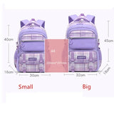 Plaid Purple School Bags for Kids: Waterproof Pink Backpacks with Large Capacity and Multiple Pockets, Perfect for Girls