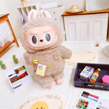 Hoodie Jumpsuit Sweater Outfit for 17cm Labubu Doll – Cute Plush Clothing Set for Fans & DIY Dress-Up Accessories