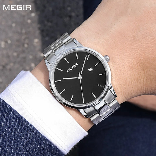 MEGIR Men's Quartz Steel Watch Business Casual Waterproof Date