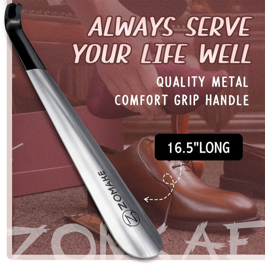 Long-Handled Metal Shoe Horn: 16.5 Inch Shoehorn for Boots and Shoes, Aid Tool with Shoe Spoon Horn Helper, Shoe Accessories