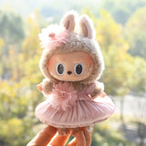 Labubu V1 Doll Wedding Dress Outfit – 17cm Vinyl Pendant Clothes Set with Elegant Uniform-Style Gown Accessories for Girls