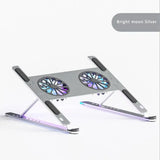 Adjustable Aluminum Laptop Stand for MacBook, iPad, Computers, and Tablets. Supports Notebooks and includes Cooling Fan Pad