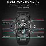 Men's Dual Display Sports Watch – Military Dual Display Waterproof Quartz Wristwatch with Fashionable Analog and Digital Date Functions