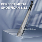 Long-Handled Metal Shoe Horn: 16.5 Inch Shoehorn for Boots and Shoes, Aid Tool with Shoe Spoon Horn Helper, Shoe Accessories