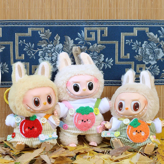 Summer Fruit T-Shirt & Overalls for 17cm Labubu Dolls – Cute Corduroy Cotton Suit Outfit Accessories
