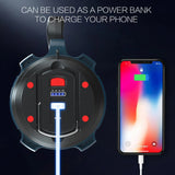 Flashlight with USB Recharging, Functions as a Power Bank, Adjustable Main and Side Lights, Strong-Weak-Red Warning Modes