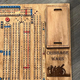 Wooden Cribbage Board Game – Includes Pegs and Storage Compartment | Interactive Strategy Table Game for Family, Camping, and Party Supplies