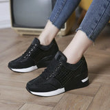 Women's Casual Lace-Up Sneakers – Wedge Sports Shoes, Vulcanized Platform Tennis Shoes for Ladies