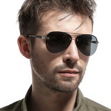 Classic Polarized Sunglasses for Men with Metal Frame and Mirror Lens - Suitable for Men and Women