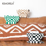 Nordic Checkerboard Style Knitted Tissue Bag: Checkerboard Design, Perfect for Living Room or Dining Table