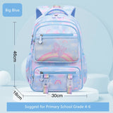 School Backpack for Elementary Students - Purple Bookbag for Girls with Ample Capacity - Rainbow-Colored Bag for Books, a Great Gift for Children