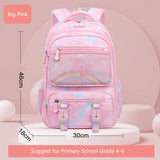 School Backpack for Elementary Students - Purple Bookbag for Girls with Ample Capacity - Rainbow-Colored Bag for Books, a Great Gift for Children