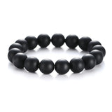 Men's Black Agate & Onyx Beaded Bracelet – Natural Stone Stretch Yoga Healing Jewelry