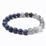 Men's 8mm Natural Gray Crystal & Blue Coral Beaded Bracelet – Fashion Jewelry Gift