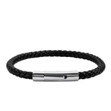 Men's Classic Braided Leather Bracelet – Stainless Steel Magnetic Buckle | Simple Couple's Jewelry Bangle