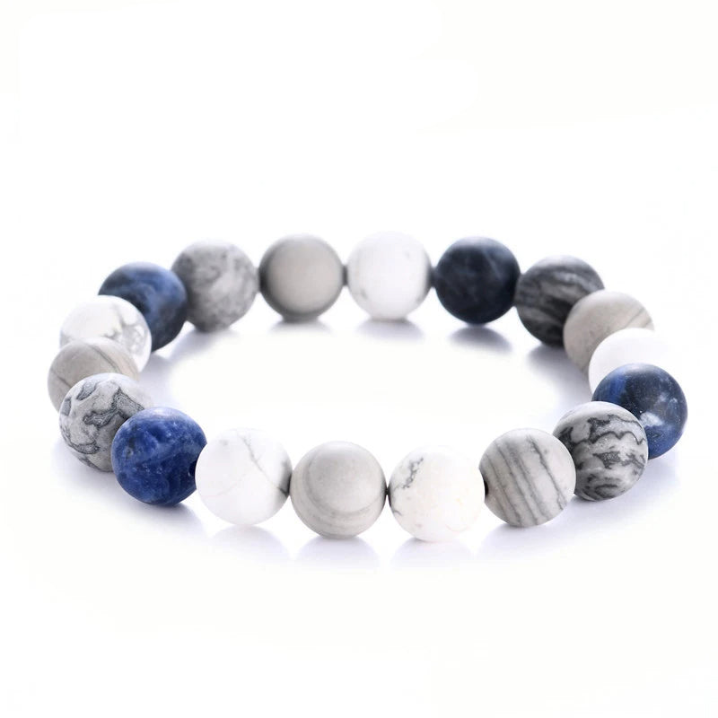 Blue Vein Stone Matte Frosted Amazonite Beads Bracelet – 6/8/10mm Blue Planet Series | Natural Stone Universe-Inspired Jewelry