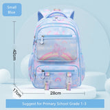 School Backpack for Elementary Students - Purple Bookbag for Girls with Ample Capacity - Rainbow-Colored Bag for Books, a Great Gift for Children