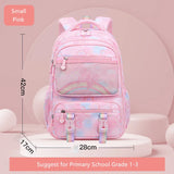 School Backpack for Elementary Students - Purple Bookbag for Girls with Ample Capacity - Rainbow-Colored Bag for Books, a Great Gift for Children