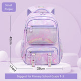 School Backpack for Elementary Students - Purple Bookbag for Girls with Ample Capacity - Rainbow-Colored Bag for Books, a Great Gift for Children